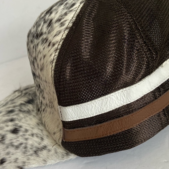 Western Real Cowhide and Leather Trucker Hat Style Snap Back Cap Mesh Adjustable - Picture 8 of 13